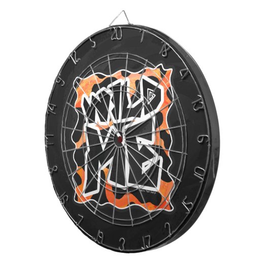 Kuh Schwarz und Orange Wild Me Dartscheibe (Vorderseite rechts)