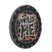 Kuh Schwarz und Orange Wild Me Dartscheibe (Vorderseite Links)