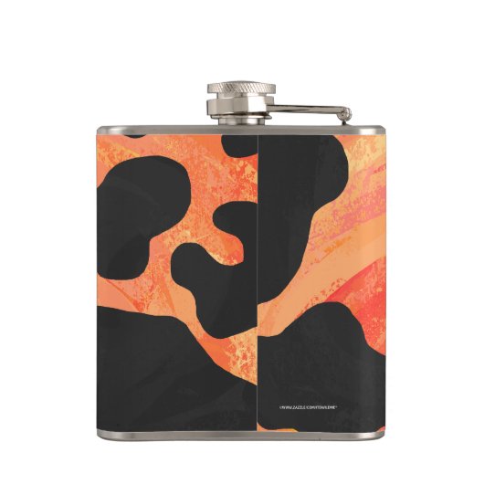 Kuh Schwarz und Orange Wild Me Flachmann (Rückseite)