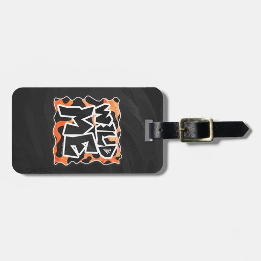 Kuh Schwarz und Orange Wild Me Gepäckanhänger (Vorderseite horizontal)