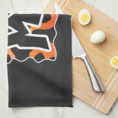 Kuh Schwarz und Orange Wild Me Geschirrtuch (Viertel Falte)