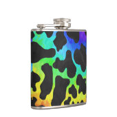 Kuh Schwarz und Regenbogen Druck Flachmann (Rechts)