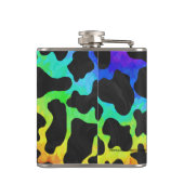 Kuh Schwarz und Regenbogen Druck Flachmann (Rückseite)