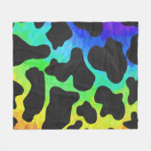 Kuh Schwarz und Regenbogen Druck Fleecedecke (Vorderseite (Horizontal))