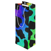 Kuh Schwarz und Regenbogen Druck Geschenktüte Für Weinflaschen (Rückseite Schrägansicht)