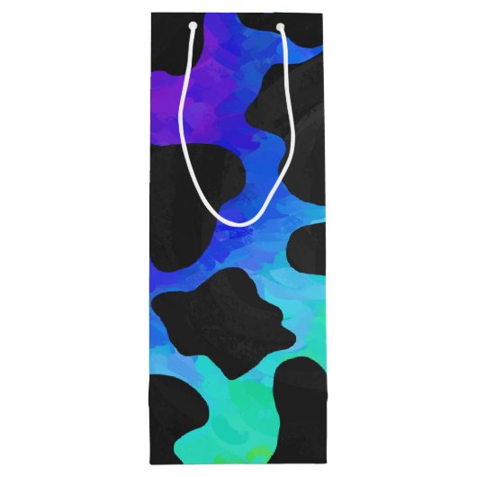 Kuh Schwarz und Regenbogen Druck Geschenktüte Für Weinflaschen (Rückseite)