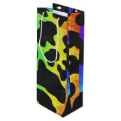 Kuh Schwarz und Regenbogen Druck Geschenktüte Für Weinflaschen (Vorderseite Schrägansicht)