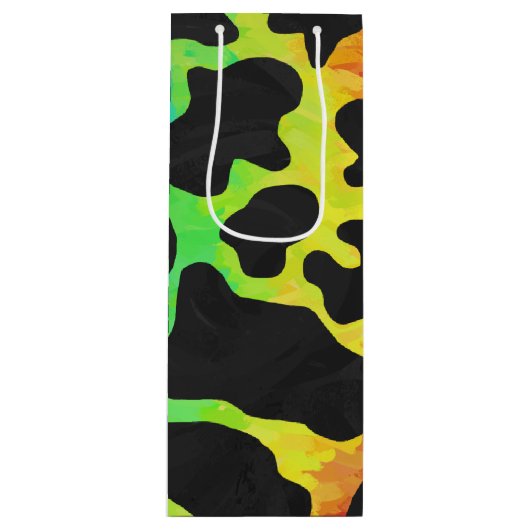 Kuh Schwarz und Regenbogen Druck Geschenktüte Für Weinflaschen (Vorderseite)