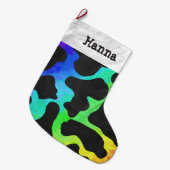 Kuh Schwarz und Regenbogen Druck Großer Weihnachtsstrumpf (Vorderansicht (hängend))