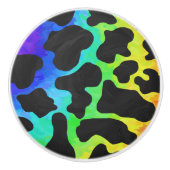 Kuh Schwarz und Regenbogen Druck Keramikknauf (Vorderseite)