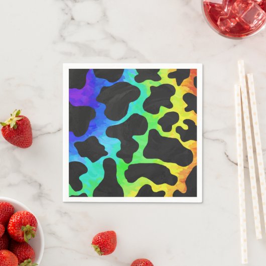 Kuh Schwarz und Regenbogen Druck Serviette (Beispiel)