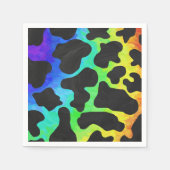 Kuh Schwarz und Regenbogen Druck Serviette (Vorderseite)