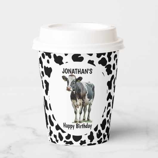 Kuh schwarz und weiß pappbecher (Vorderseite)
