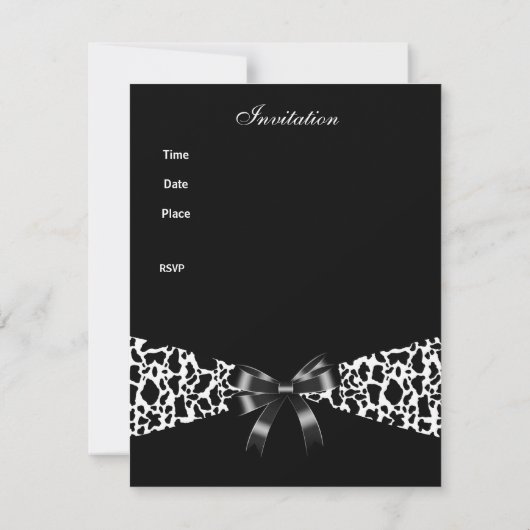 Kuh Schwarz-weiß 40. Geburtstag Einladung (Rückseite)