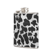 Kuh Schwarz-Weiß-Druck Flachmann (Links)