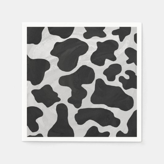 Kuh Schwarz-Weiß-Druck Serviette (Vorderseite)