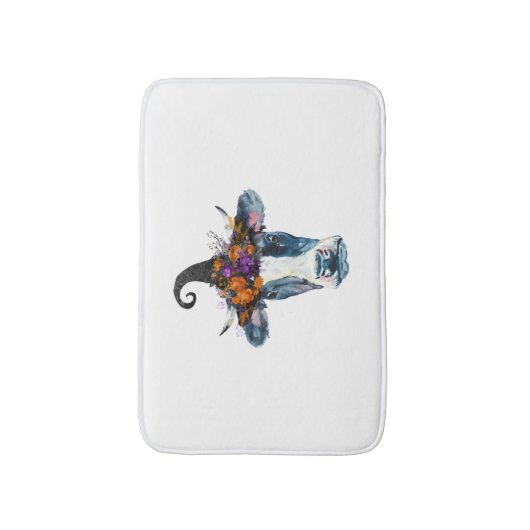 Kuh Schwarz-weiß Halloween Hexe Badematte (Vorderseite Vertikal)