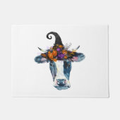 Kuh Schwarz-weiß Halloween Hexe Fußmatte (Vorderseite)