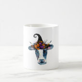 Kuh Schwarz-weiß Halloween Hexe Kaffeetasse (Mittel)