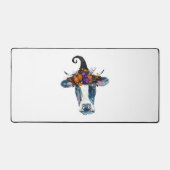 Kuh Schwarz-weiß Halloween Hexe Schreibtischunterlage (Vorderseite)