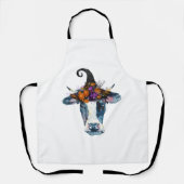 Kuh Schwarz-weiß Halloween Hexe Schürze (Vorderseite)