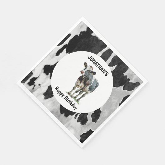 Kuh schwarz-weiß serviette (Ecke)