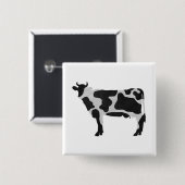 Kuh Schwarz-Weiß-Silhouette Button (Vorne & Hinten)
