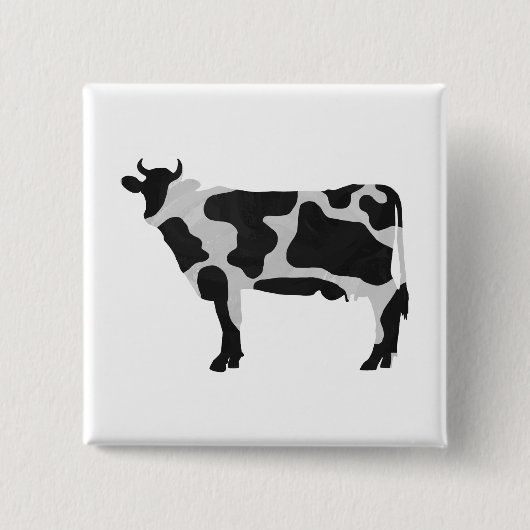 Kuh Schwarz-Weiß-Silhouette Button (Vorderseite)