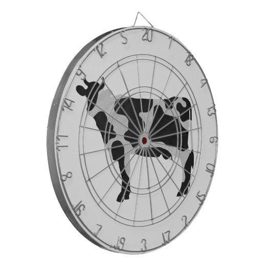 Kuh Schwarz-Weiß-Silhouette Dartscheibe (Vorderseite Links)