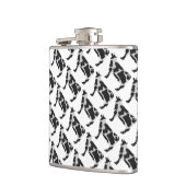 Kuh Schwarz-Weiß-Silhouette Flachmann (Links)