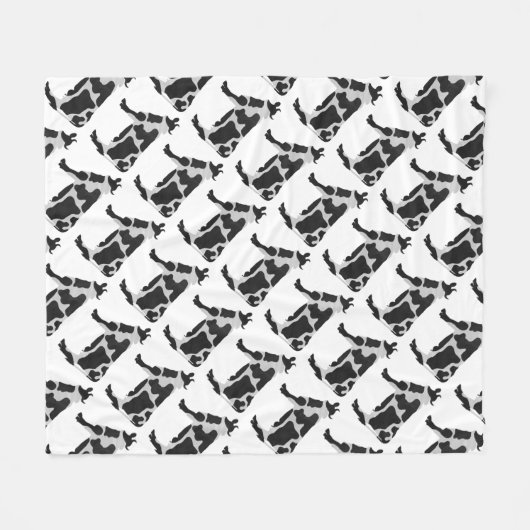 Kuh Schwarz-Weiß-Silhouette Fleecedecke (Vorderseite (Horizontal))