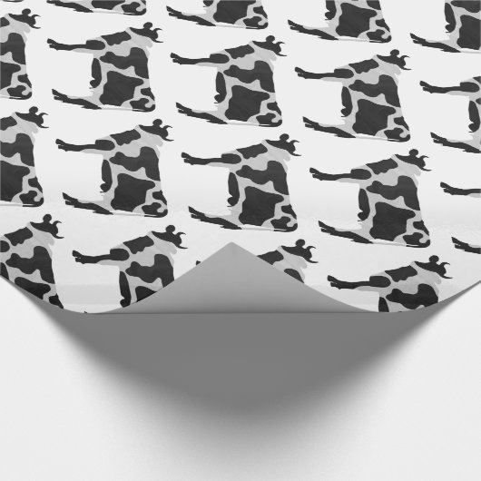 Kuh Schwarz-Weiß-Silhouette Geschenkpapier (Ecke)