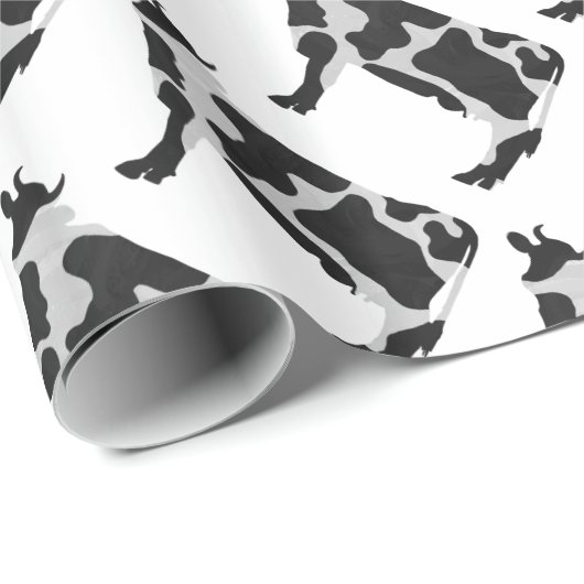 Kuh Schwarz-Weiß-Silhouette Geschenkpapier (Rolleneckpunkt)
