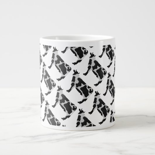 Kuh Schwarz-Weiß-Silhouette Jumbo-Tasse (Vorderseite)