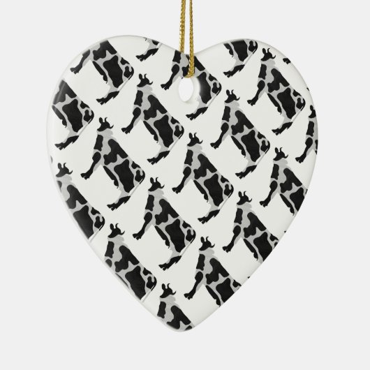 Kuh Schwarz-Weiß-Silhouette Keramikornament (Rechts)