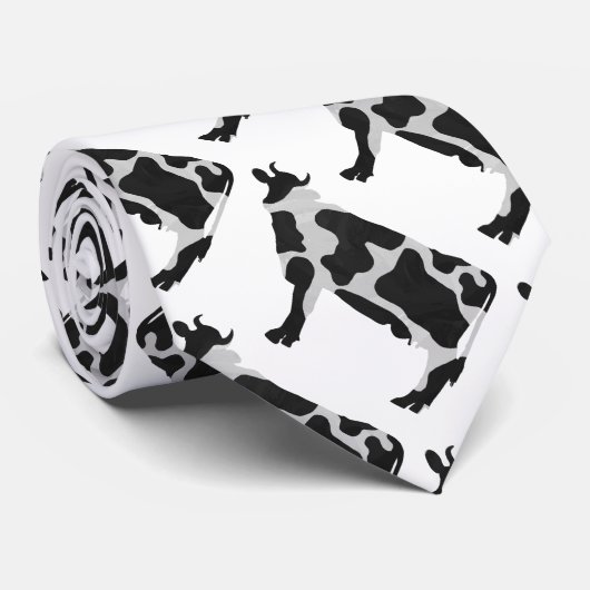Kuh Schwarz-Weiß-Silhouette Krawatte (Gerollt)