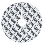 Kuh Schwarz-Weiß-Silhouette Polyester Weihnachtsbaumdecke (Vorderseite)