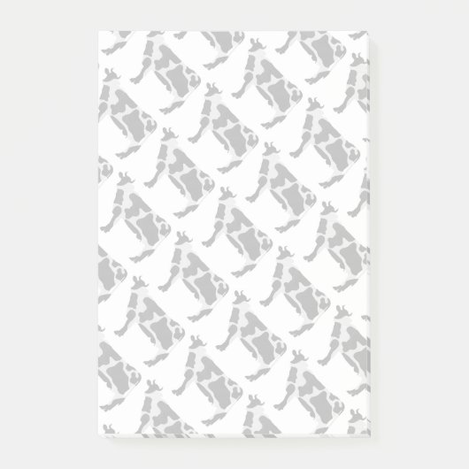 Kuh Schwarz-Weiß-Silhouette Post-it Klebezettel (Vorderseite)