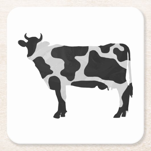 Kuh Schwarz-Weiß-Silhouette Rechteckiger Pappuntersetzer (Vorderseite)