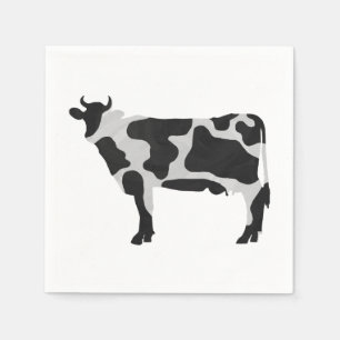 Kuh Schwarz-Weiß-Silhouette Serviette