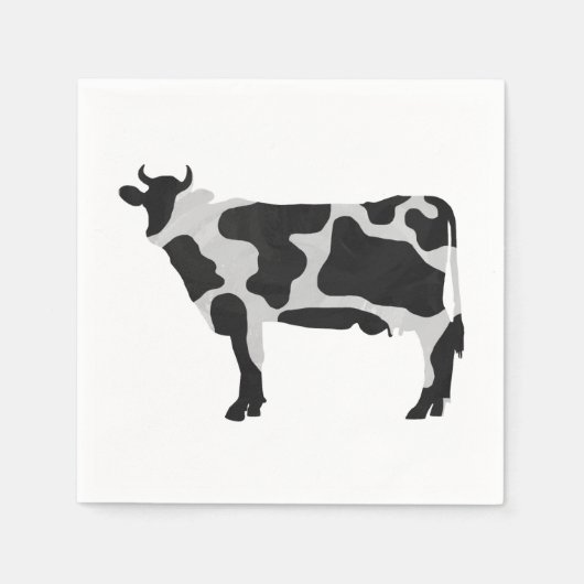 Kuh Schwarz-Weiß-Silhouette Serviette (Vorderseite)