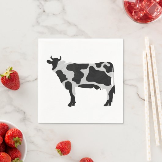 Kuh Schwarz-Weiß-Silhouette Serviette (Beispiel)