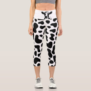 Kuh schwarz weiße Flecken Capri Leggings