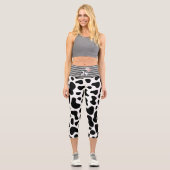 Kuh Schwarz-weiße Flecken Capri Leggings (Vorderseite)
