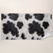 Kuh Schwarz-weiße Punkte Strandtuch (Vorderseite)