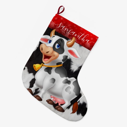 Kuh Schwarz-weißer Strumpf Großer Weihnachtsstrumpf (Vorderansicht (hängend))