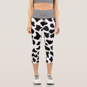 Kuh schwarze und weiße Flecken Capri Leggings (Vorderseite)