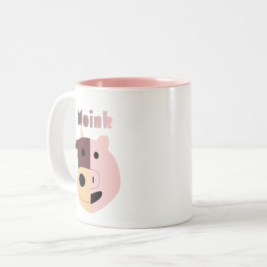Kuh + Schwein- = Moinkkaffee-Tasse Zweifarbige Tasse (Vorderseite Links)