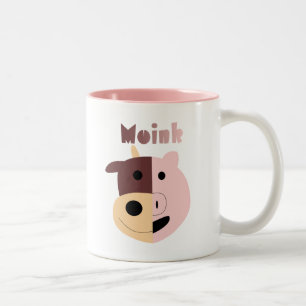 Kuh + Schwein- = Moinkkaffee-Tasse Zweifarbige Tasse