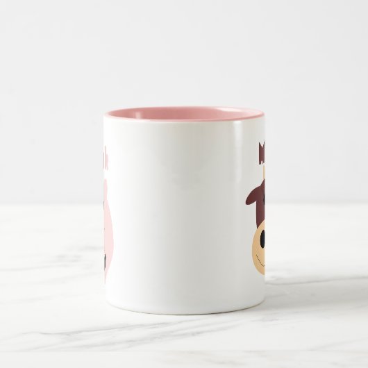 Kuh + Schwein- = Moinkkaffee-Tasse Zweifarbige Tasse (Mittel)